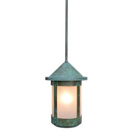 Arroyo Craftsman 7" Berkeley Stem Hung Pendant, Raw Copper, Rain Mist Glass BSH-7RM-RC
